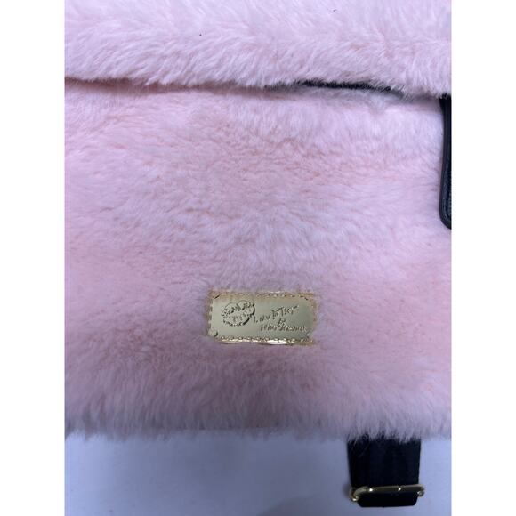 Luv Betsey Johnson Backback Plush Large Blush Pink Fuzzy Unicorn Tote Bag Purse - Picture 7 of 12